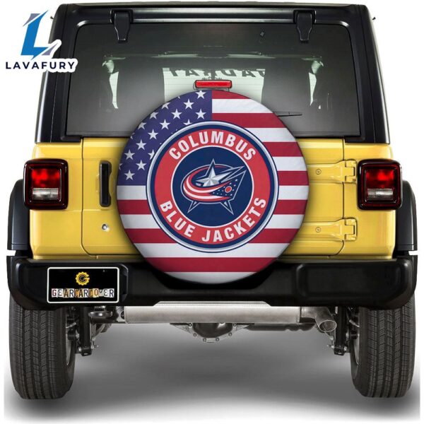 Columbus Blue Jackets Spare Tire Covers Custom US Flag Style