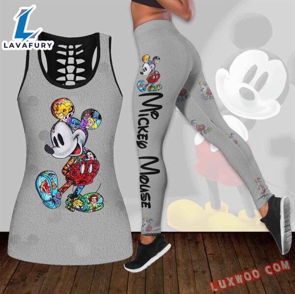 Combo Mickey Mouse Hollow Tanktop Legging Set Outfit