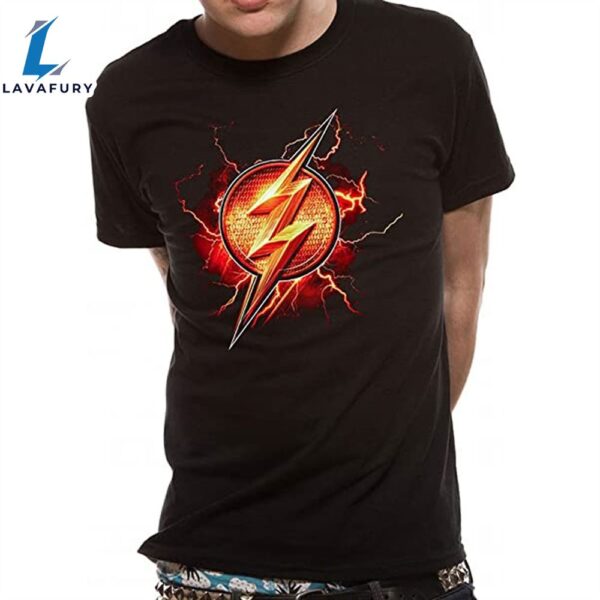 Dc Comics Justice League Movie Flash Logo Official Black T-Shirt