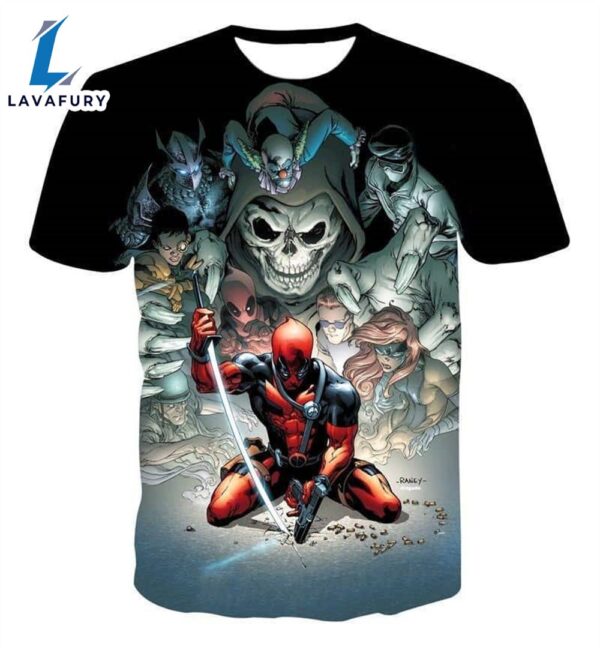 Deadpool Marvel Hero Sword Bullet Death Villain Cartoon 2024 T-Shirt