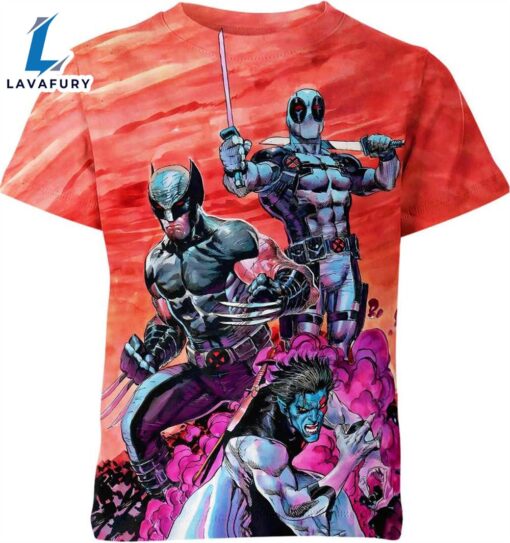 Deadpool Wolverine Nightcrawler Marvel Comics Shirt