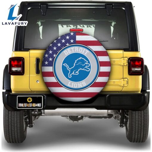 Detroit Lions Spare Tire Covers Custom US Flag Style