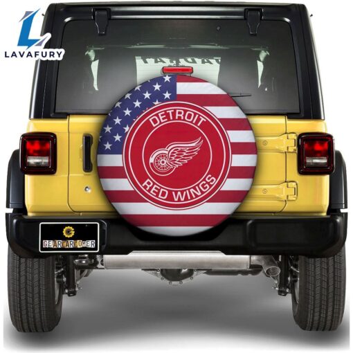 Detroit Red Wings Spare Tire Covers Custom US Flag Style