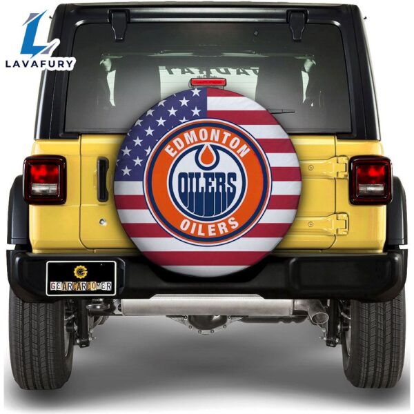 Edmonton Oilers Spare Tire Covers Custom US Flag Style