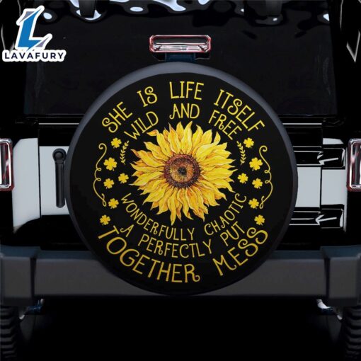 Girl Life Sunflower Car Spare Tire Covers Gift For Campers