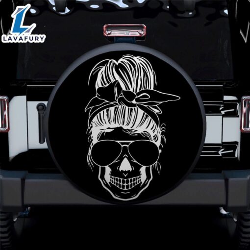 Girl Skull Black Car Spare Tire Covers Gift For Campers