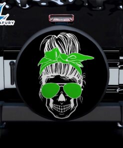 Girl Skull Green Car Spare Tire Covers Gift For Campers