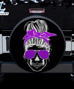Girl Skull Purple Car Spare Tire Covers Gift For Campers