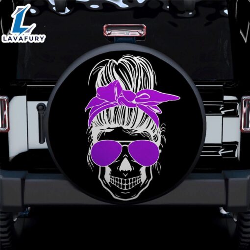 Girl Skull Purple Car Spare Tire Covers Gift For Campers