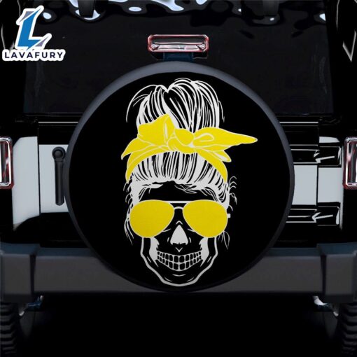 Girl Skull Yellow Car Spare Tire Covers Gift For Campers