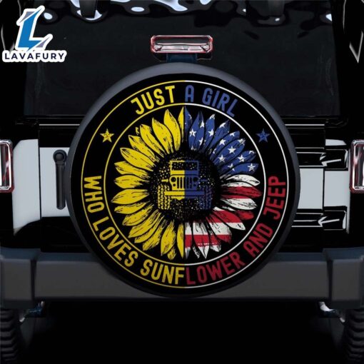 Just A Girl Who Love Sunflower American Car Spare Tire Covers Gift For Campers