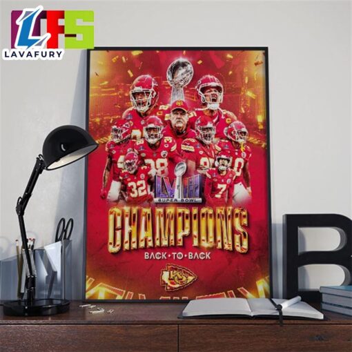 Kansas City Chiefs 2024 Super Bowl Lviii Champions Home Decor Poster Canvas