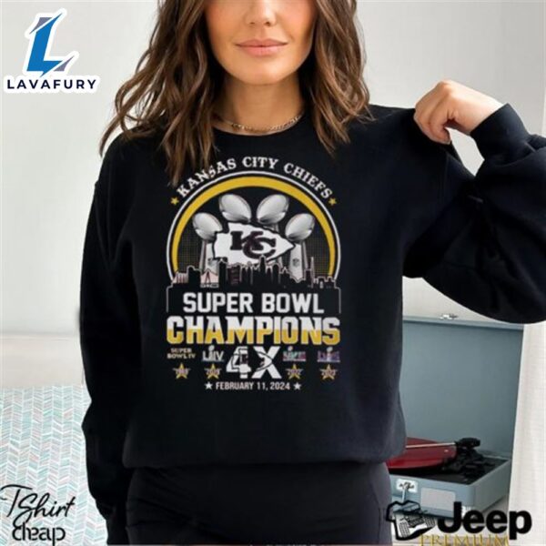 Kansas City Chiefs Super Bowl Champions 4x February 11 2024 Shirt
