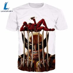 Marvel Heroes Wolverine Stab Deadpool Movie 2024 Joke Funny Design T-Shirt