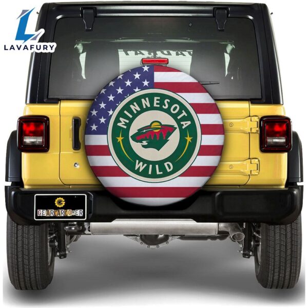 Minnesota Wild Spare Tire Covers Custom US Flag Style