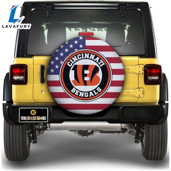NFL Cincinnati Bengals Spare Tire Covers Custom US Flag Style