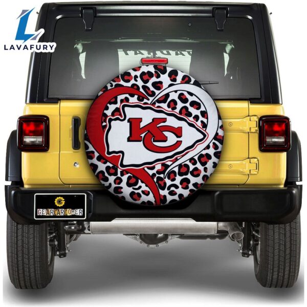 NFL Kansas City Chiefs Spare Tire Cover Custom Leopard Heart For Fans