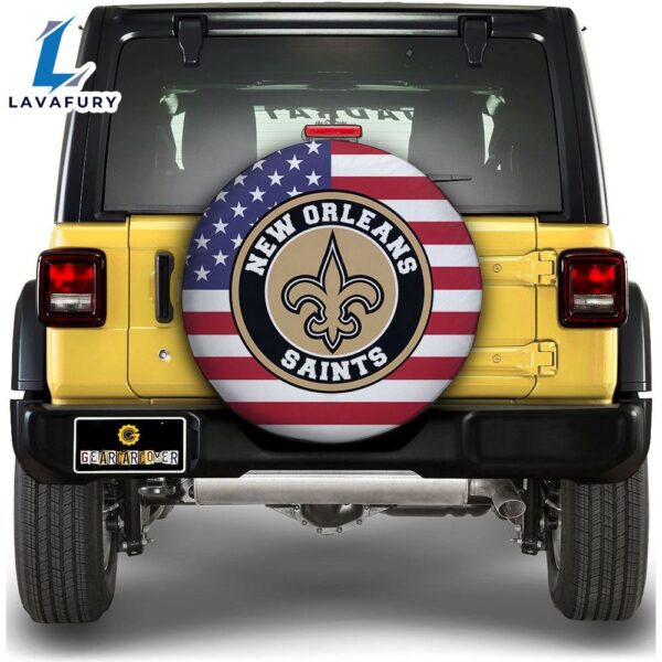 NFL New Orleans Saints Spare Tire Covers Custom US Flag Style
