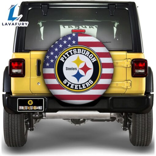 NFL Pittsburgh Steelers Spare Tire Covers Custom US Flag Style