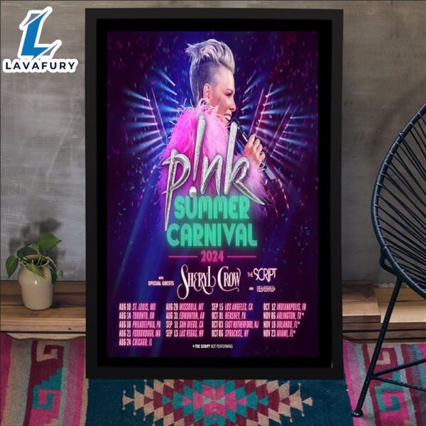 Pink Summer Carnival Tour 2024 Poster Canvas