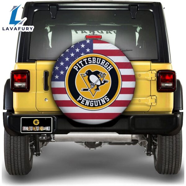 Pittsburgh Penguins Spare Tire Covers Custom US Flag Style