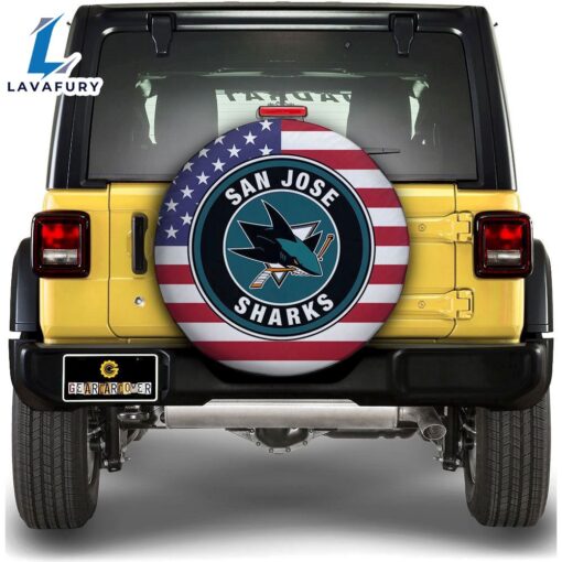 San Jose Sharks Spare Tire Covers Custom US Flag Style