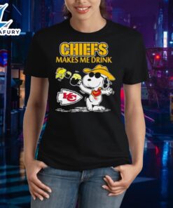 Snoopy And Woodstock Kansas City Chiefs Make Me Drinks 2024 Champs T-Shirt