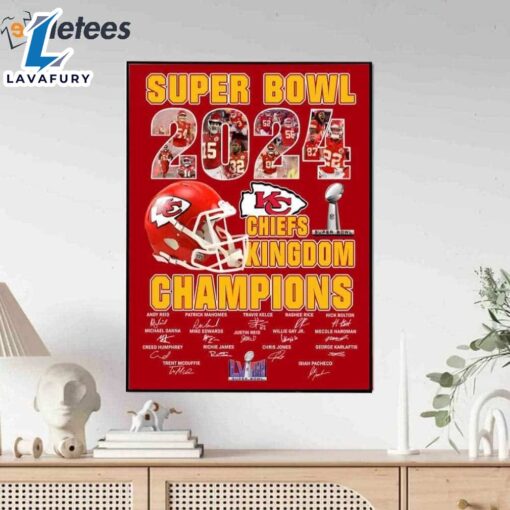 Super Bowl 2024 Champions Chiefs Kingdom Signature Poster Canvas