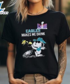 Super Bowl 2024 Snoopy And Woodstock Makes Me Drink Philadelphia Eagles Shirt
