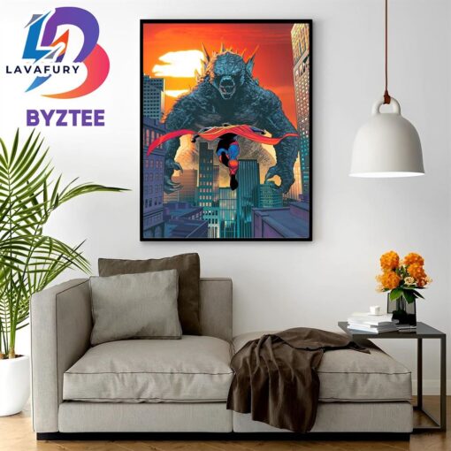 Superman Vs Godzilla In Justice League Vs Godzilla Vs Kong Home Decor Poster Canvas