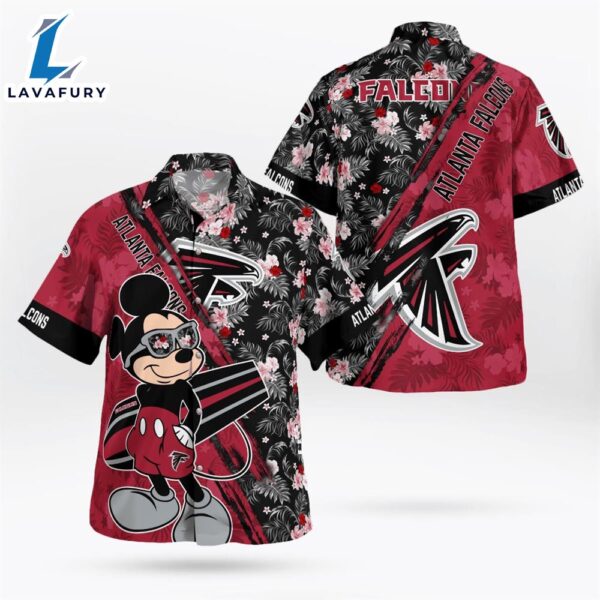 Atlanta Falcons Mickey Mouse Floral Short Sleeve Hawaii Shirt