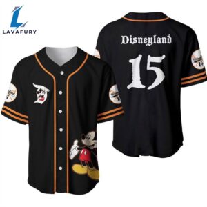 Cartoon Land Mickey Mouse Black Orange 3d Baseball Jersey Shirt
