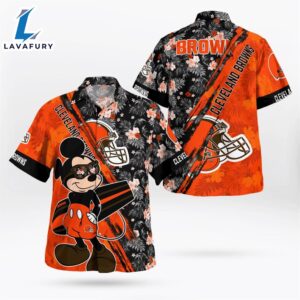 Cleveland Browns Mickey Mouse Floral Short Sleeve Hawaii Shirt