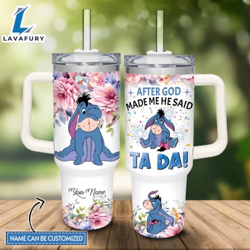 Custom Name Eeyore Tada 40oz Stainless Steel Tumbler with Handle and Straw Lid