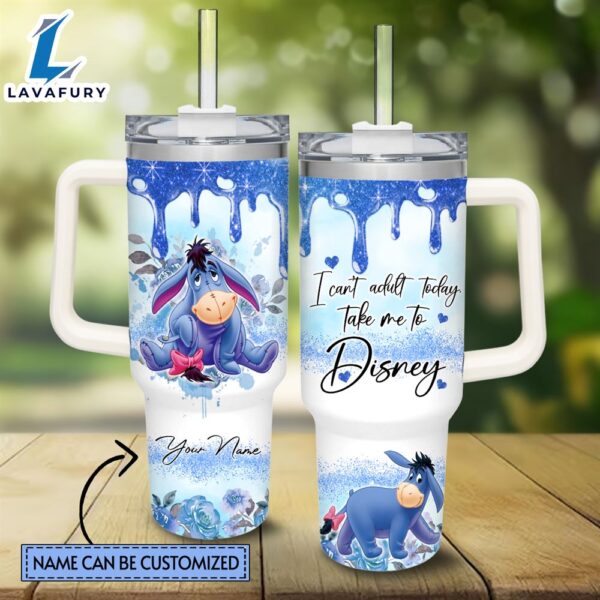 Custom Name I Can’t Adult Eeyore 40oz Stainless Steel Tumbler with Handle and Straw Lid