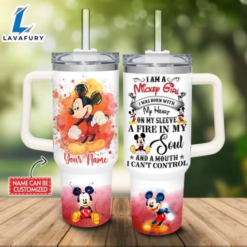 Custom Name I’m A Mickey Mouse Girl 40oz Stainless Steel Tumbler with Handle and Straw Lid