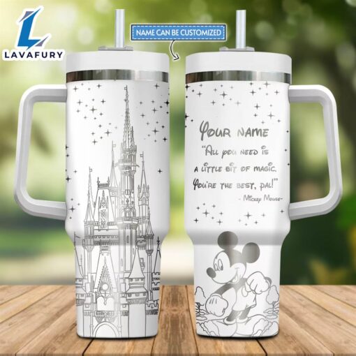 Custom Name Mickey Mouse All You Need Is Pattern Laser Engraved 40oz Stainless Steel Tumbler with Handle and Straw Lid