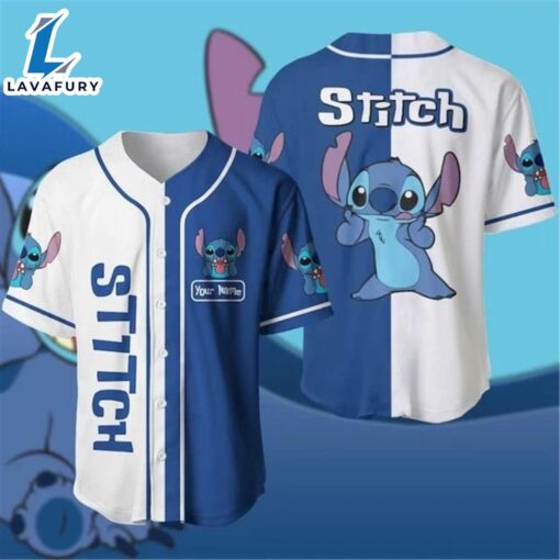 Custom Name Stitch Baseball Jersey Men Women Casual Short Sleeve Shirts Disney Baseball Jersey Summer