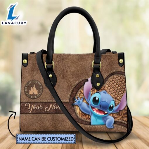 Custom Name Stitch Theme Premium Leather Handbag