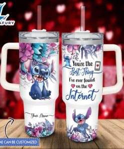 Custom Name Stitch You’re The Best Thing 40oz Stainless Steel Tumbler with Handle and Straw Lid