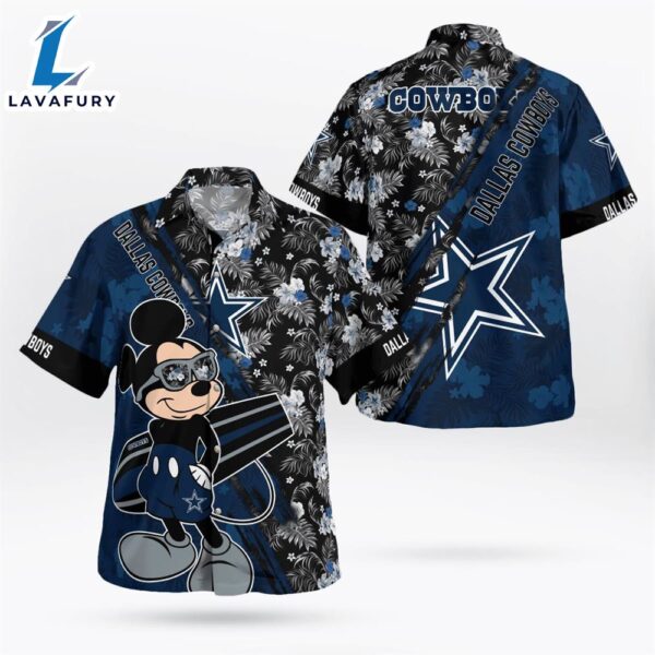 Dallas Cowboys Mickey Mouse Floral Short Sleeve Hawaii Shirt