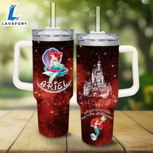 Disney Ariel Castle Glitter Pattern 40oz Tumbler with Handle and Straw Lid