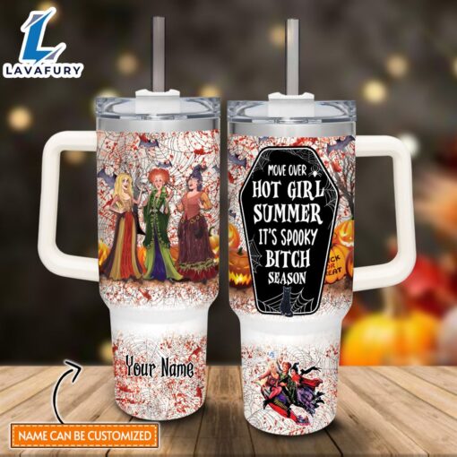 Disney Custom Name Hocus Pocus Halloween Costume It’s Spooky Season 40oz Stainless Steel Tumbler with Handle and Straw Lid