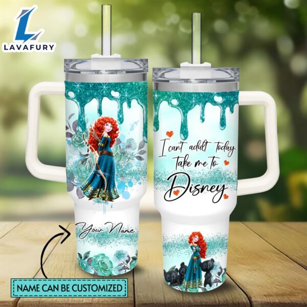 Disney Custom Name I Can’t Adult Merida Brave 40oz Stainless Steel Tumbler with Handle and Straw Lid