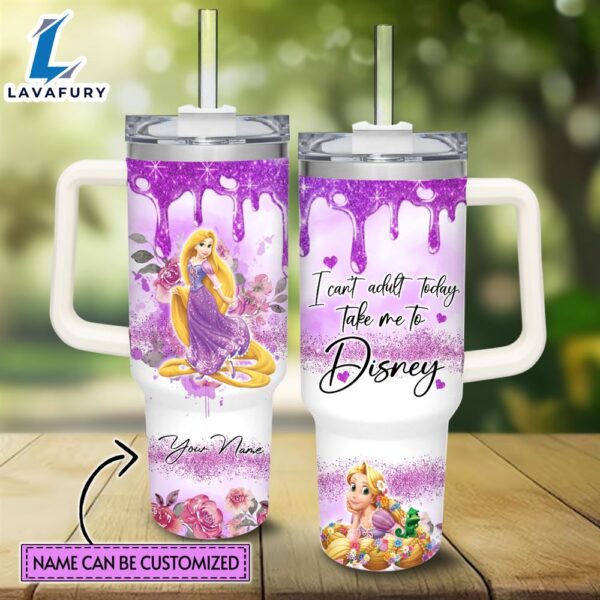 Disney Custom Name I Can’t Adult Rapunzel 40oz Stainless Steel Tumbler with Handle and Straw Lid