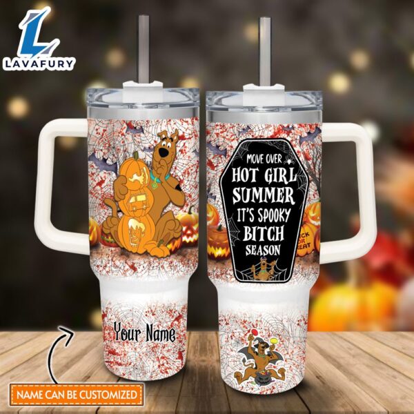 Disney Custom Name Scooby-doo Halloween Costume It’s Spooky Season 40oz Stainless Steel Tumbler with Handle and Straw Lid
