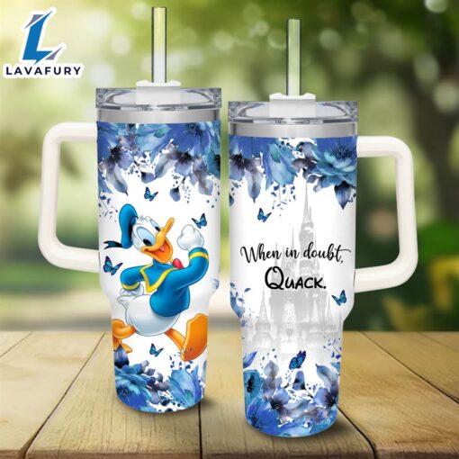 Disney Donald Duck Flower Pattern 40oz Tumbler with Handle and Straw Lid