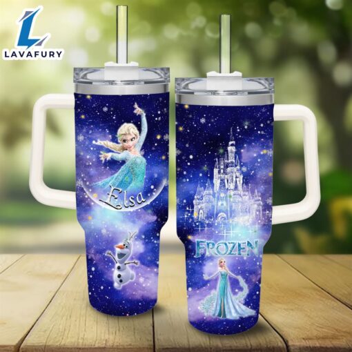 Disney Elsa Princess Castle Pattern 40oz Tumbler with Handle and Straw Lid