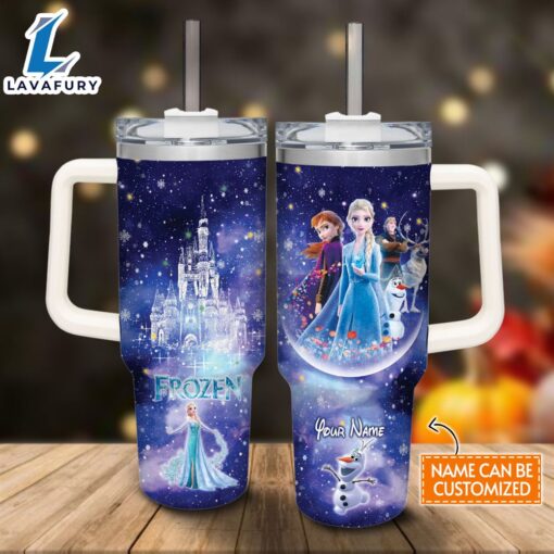 Disney Elsa Princess With Olaf and Friends Castle Pattern 40oz Tumbler with Handle and Straw Lid