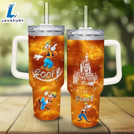 Disney Goofy Castle Glitter Pattern 40oz Tumbler with Handle and Straw Lid